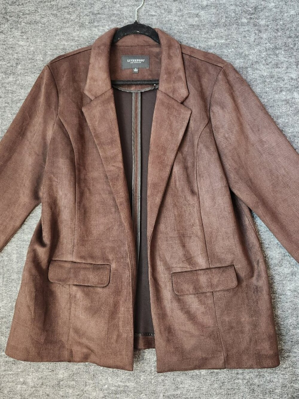 Liverpool Los Angeles Faux Suede Blazer Jacket Extra Large Brown Crosshatch